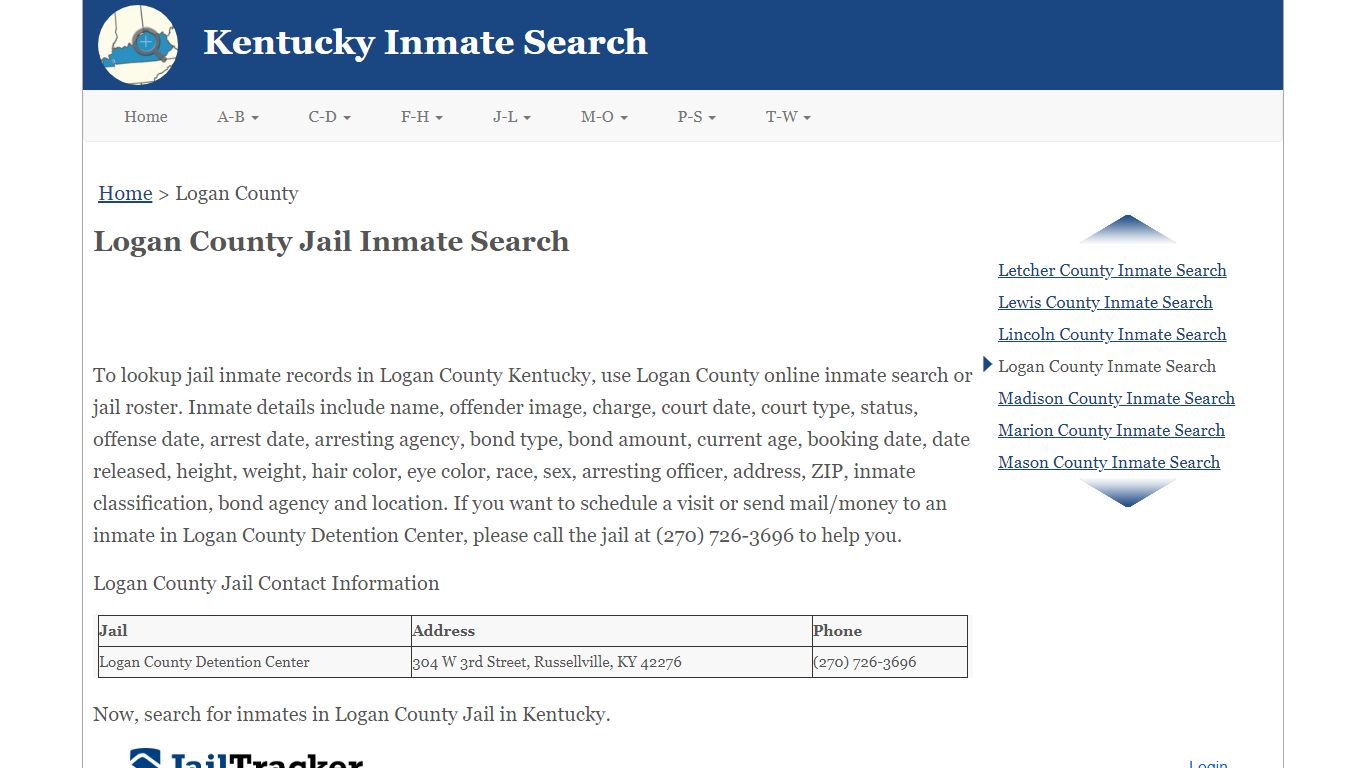 Logan County KY Jail Inmate Search